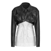 Veste de moto en fausse fourrure deux pièces, style rétro, style streetwear, courte et détachable